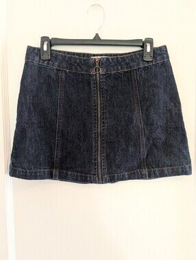 Small Women's Altar'd State Dark Blue Denim Zippered Short Skirt Like New Cotton
